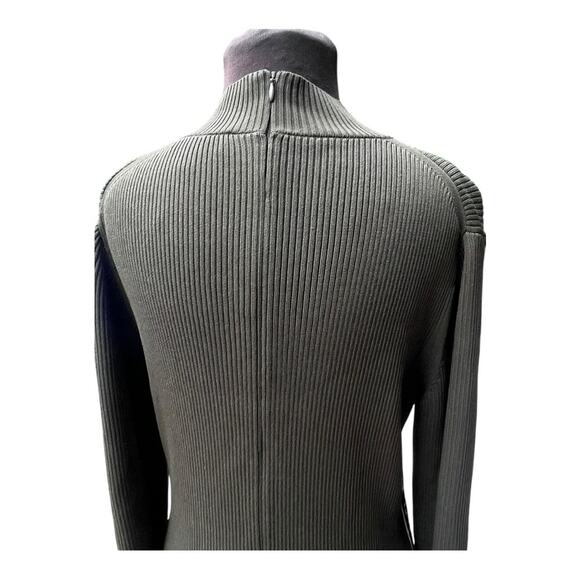 Michael Kors Logo Tape Ribbed Knit Sweater Dress XL Olive Green Luxury Spellout - Picture 4 of 8